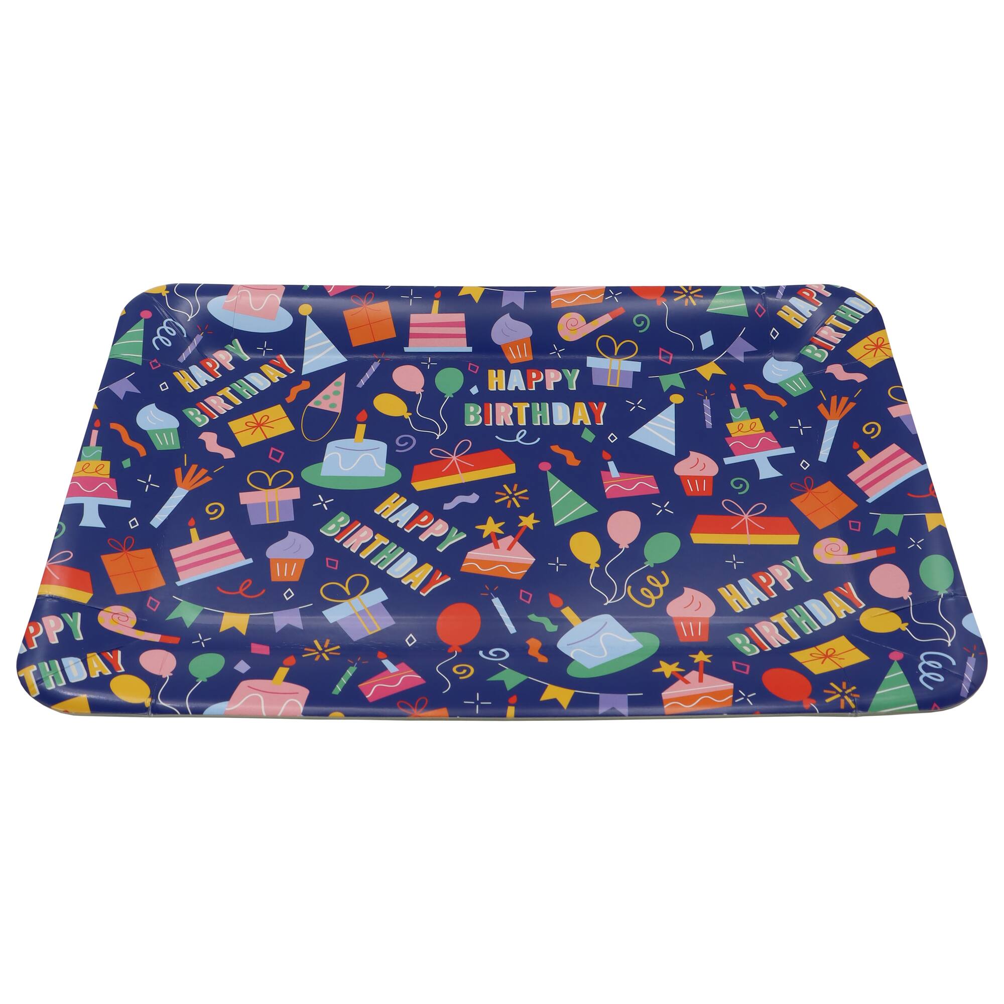 12 Packs: 2 ct. (24 total) 9" x 13" Happy Birthday Blue Paper Serving Trays by Celebrate It™